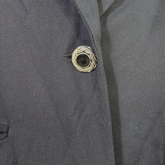 Vtg Stephanie Queller Black Blazer Jacket Women Size 10 Embroidered Rayon Wool - Picture 2 of 11